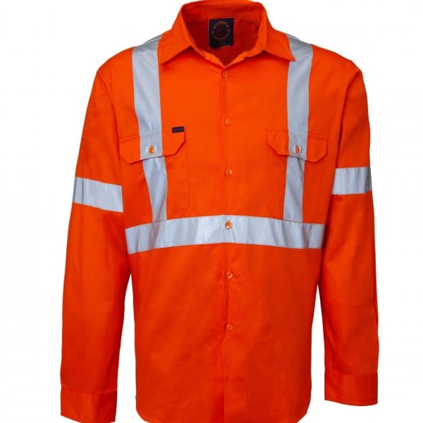 Ritemate Hi Vis Long Sleeve Shirt with Reflective Tape & X Tape RM106XR ...
