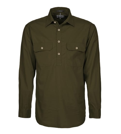 Ritemate Men's Long Sleeve Closed Front Pilbara Shirt RM200CF ...